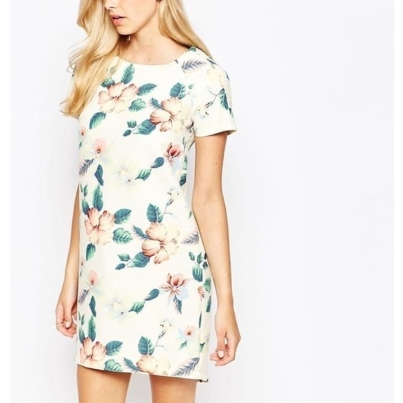 AX Paris Cream Floral Shift Dress (fits like sz 4) - Picture 1 of 8